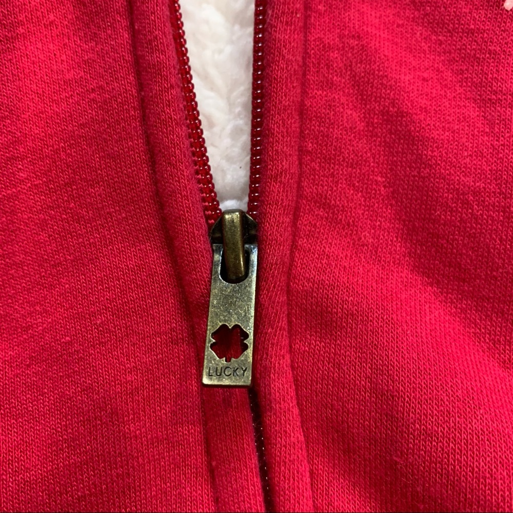 Vintage Lucky Brand Sherpa-Lined Full Zip Up Hoodie Sweatshirt Size Large - Picture 8 of 11